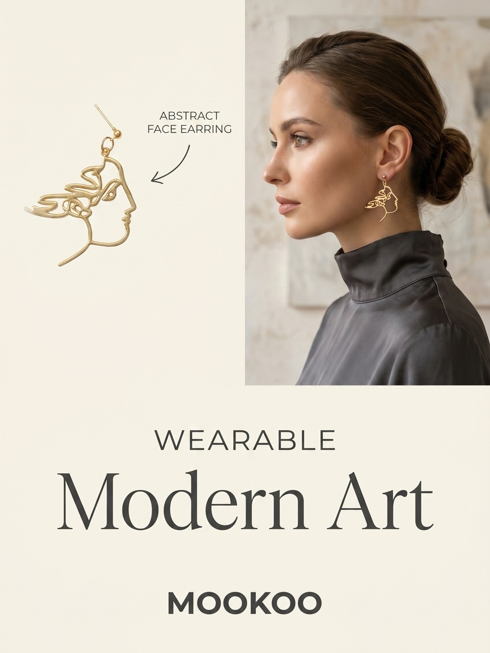 Mookoo Gold Abstract Modern Art Earrings